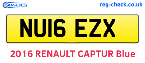 NU16EZX are the vehicle registration plates.