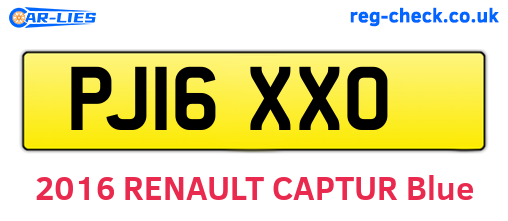 PJ16XXO are the vehicle registration plates.