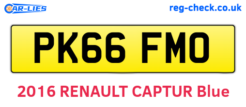 PK66FMO are the vehicle registration plates.