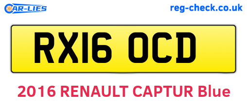 RX16OCD are the vehicle registration plates.