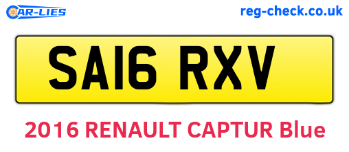 SA16RXV are the vehicle registration plates.
