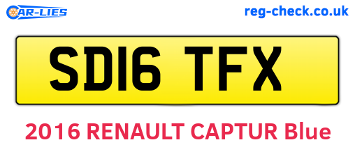 SD16TFX are the vehicle registration plates.