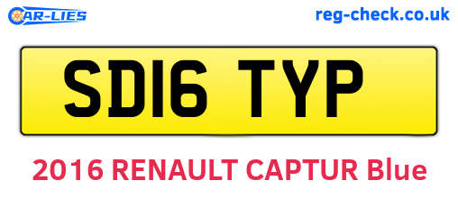 SD16TYP are the vehicle registration plates.