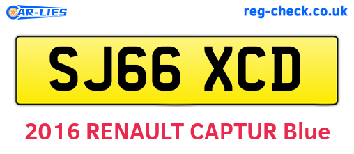 SJ66XCD are the vehicle registration plates.