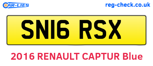 SN16RSX are the vehicle registration plates.