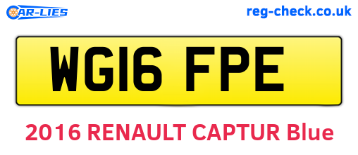 WG16FPE are the vehicle registration plates.
