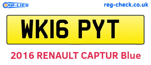 WK16PYT are the vehicle registration plates.