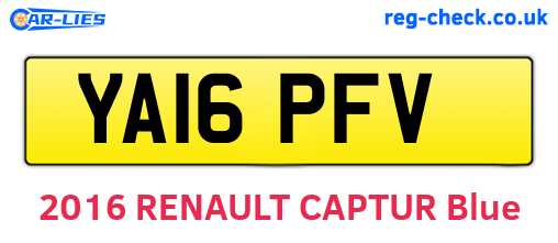 YA16PFV are the vehicle registration plates.