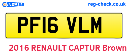 PF16VLM are the vehicle registration plates.