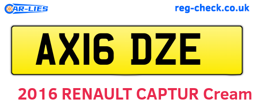AX16DZE are the vehicle registration plates.