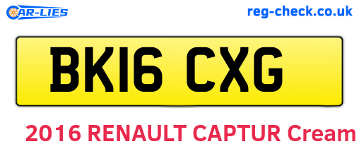 BK16CXG are the vehicle registration plates.