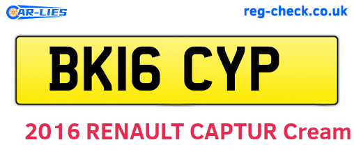 BK16CYP are the vehicle registration plates.