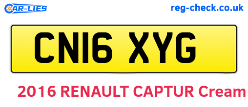CN16XYG are the vehicle registration plates.