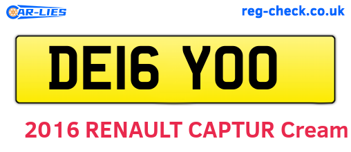 DE16YOO are the vehicle registration plates.
