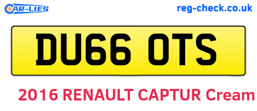 DU66OTS are the vehicle registration plates.