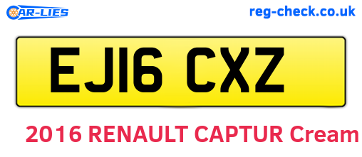 EJ16CXZ are the vehicle registration plates.