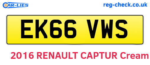 EK66VWS are the vehicle registration plates.