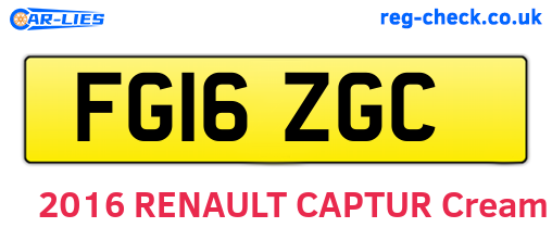 FG16ZGC are the vehicle registration plates.