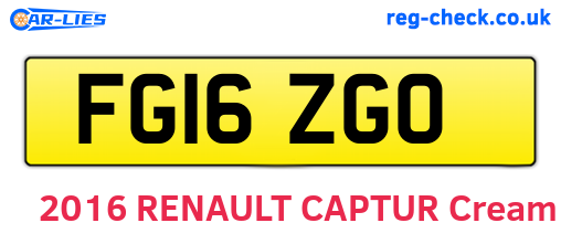 FG16ZGO are the vehicle registration plates.