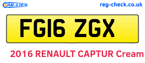 FG16ZGX are the vehicle registration plates.