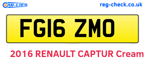 FG16ZMO are the vehicle registration plates.