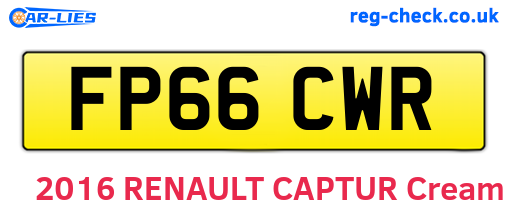 FP66CWR are the vehicle registration plates.