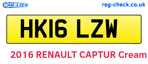 HK16LZW are the vehicle registration plates.