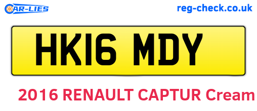HK16MDY are the vehicle registration plates.