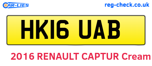 HK16UAB are the vehicle registration plates.