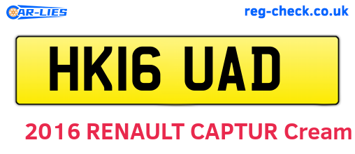 HK16UAD are the vehicle registration plates.