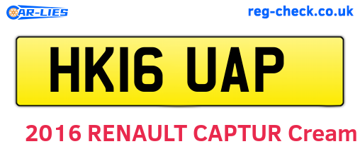 HK16UAP are the vehicle registration plates.