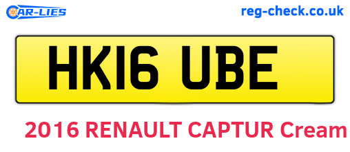 HK16UBE are the vehicle registration plates.
