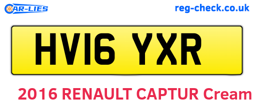 HV16YXR are the vehicle registration plates.