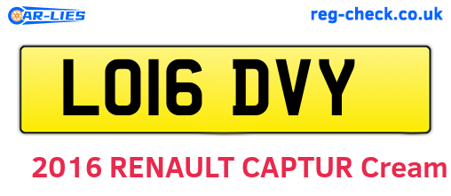 LO16DVY are the vehicle registration plates.