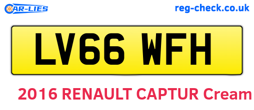 LV66WFH are the vehicle registration plates.