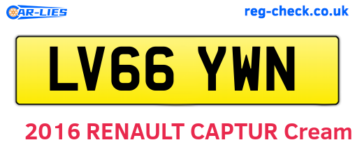 LV66YWN are the vehicle registration plates.