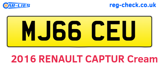 MJ66CEU are the vehicle registration plates.
