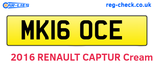 MK16OCE are the vehicle registration plates.
