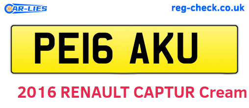 PE16AKU are the vehicle registration plates.