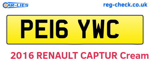 PE16YWC are the vehicle registration plates.