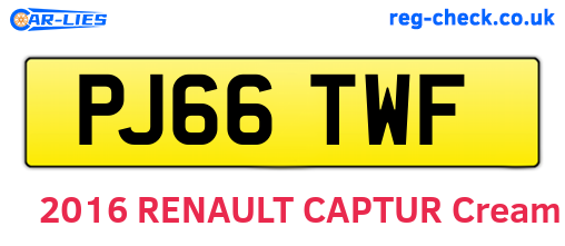 PJ66TWF are the vehicle registration plates.
