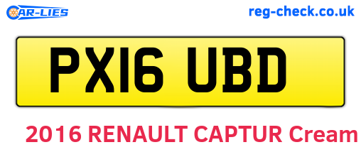 PX16UBD are the vehicle registration plates.