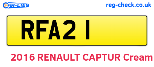 RFA21 are the vehicle registration plates.