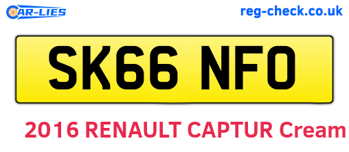 SK66NFO are the vehicle registration plates.