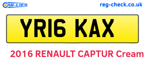 YR16KAX are the vehicle registration plates.