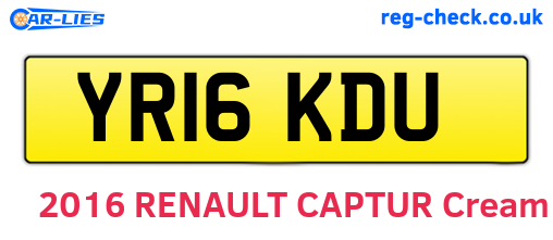 YR16KDU are the vehicle registration plates.