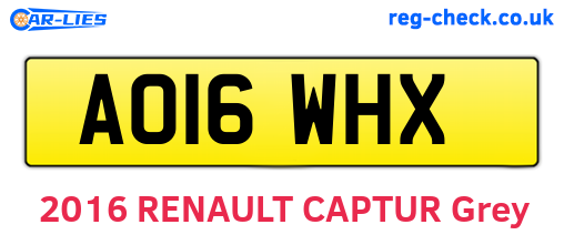 AO16WHX are the vehicle registration plates.