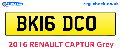 BK16DCO are the vehicle registration plates.