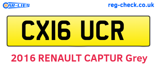 CX16UCR are the vehicle registration plates.