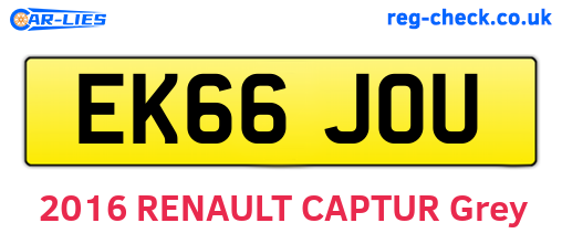 EK66JOU are the vehicle registration plates.